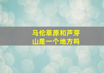 马伦草原和芦芽山是一个地方吗