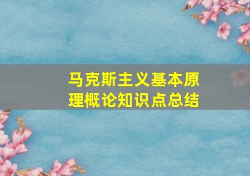 马克斯主义基本原理概论知识点总结