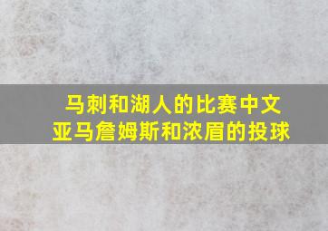 马刺和湖人的比赛中文亚马詹姆斯和浓眉的投球