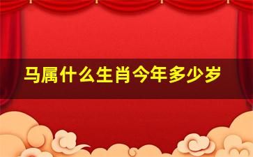 马属什么生肖今年多少岁