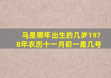 马是哪年出生的几岁1978年农历十一月初一是几号