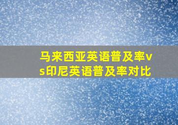 马来西亚英语普及率vs印尼英语普及率对比