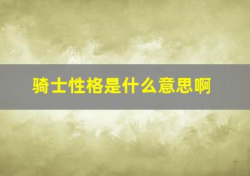 骑士性格是什么意思啊