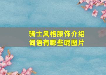 骑士风格服饰介绍词语有哪些呢图片