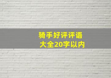 骑手好评评语大全20字以内