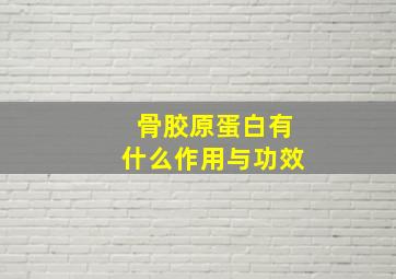 骨胶原蛋白有什么作用与功效