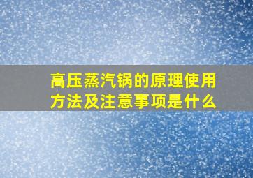 高压蒸汽锅的原理使用方法及注意事项是什么