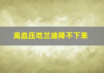 高血压吃兰迪降不下来