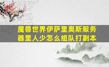 魔兽世界伊萨里奥斯服务器里人少怎么组队打副本