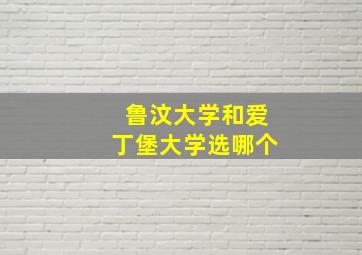 鲁汶大学和爱丁堡大学选哪个