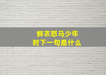 鲜衣怒马少年时下一句是什么