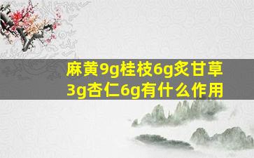 麻黄9g桂枝6g炙甘草3g杏仁6g有什么作用