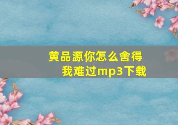 黄品源你怎么舍得我难过mp3下载