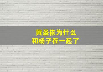 黄圣依为什么和杨子在一起了