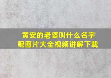 黄安的老婆叫什么名字呢图片大全视频讲解下载