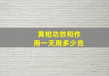 黄柏功效和作用一天用多少克