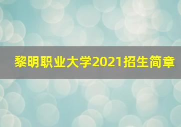 黎明职业大学2021招生简章