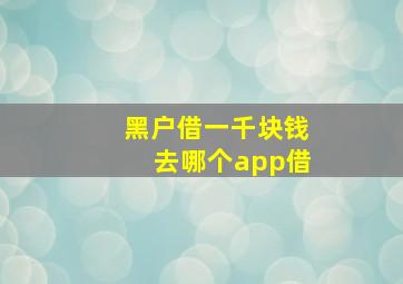 黑户借一千块钱去哪个app借