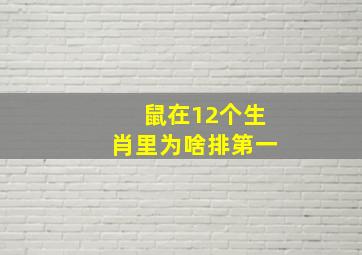 鼠在12个生肖里为啥排第一