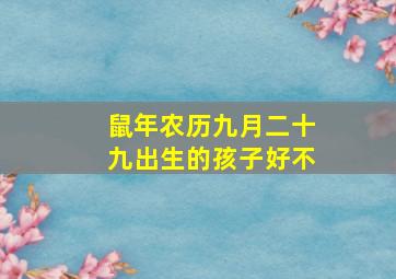 鼠年农历九月二十九出生的孩子好不