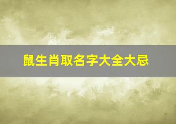 鼠生肖取名字大全大忌