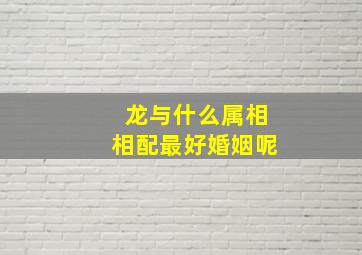 龙与什么属相相配最好婚姻呢