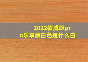 2022款威朗pro乐享版白色是什么白