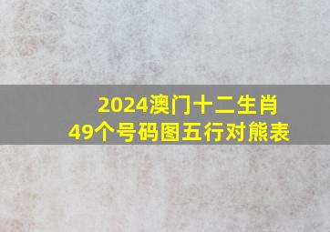 2024澳门十二生肖49个号码图五行对熊表