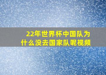 22年世界杯中国队为什么没去国家队呢视频