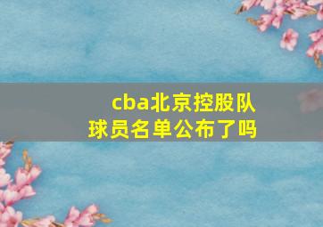 cba北京控股队球员名单公布了吗