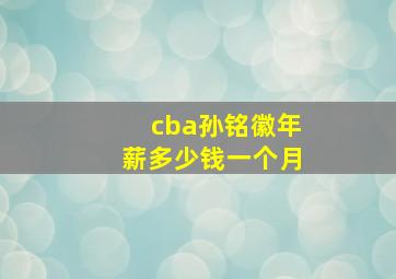 cba孙铭徽年薪多少钱一个月