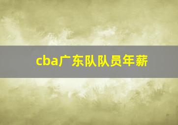 cba广东队队员年薪