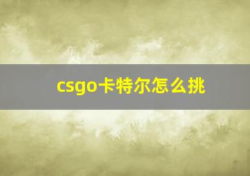 csgo卡特尔怎么挑