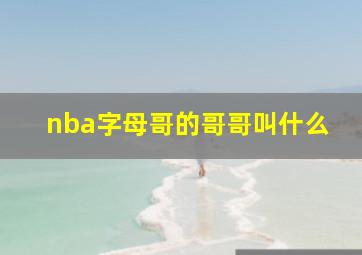 nba字母哥的哥哥叫什么