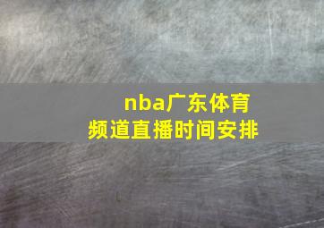 nba广东体育频道直播时间安排