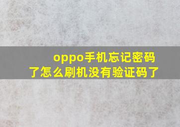 oppo手机忘记密码了怎么刷机没有验证码了