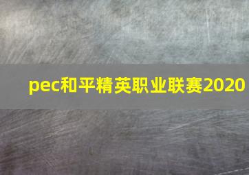 pec和平精英职业联赛2020