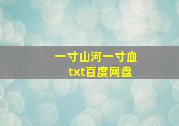 一寸山河一寸血txt百度网盘