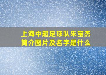 上海中超足球队朱宝杰简介图片及名字是什么