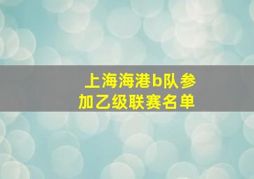 上海海港b队参加乙级联赛名单