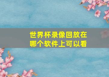 世界杯录像回放在哪个软件上可以看