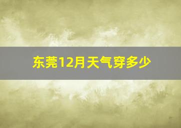 东莞12月天气穿多少