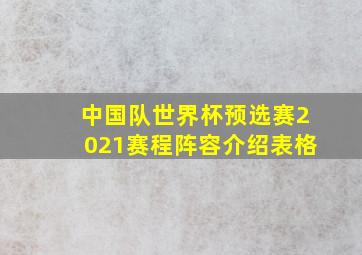 中国队世界杯预选赛2021赛程阵容介绍表格