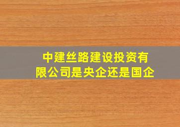 中建丝路建设投资有限公司是央企还是国企