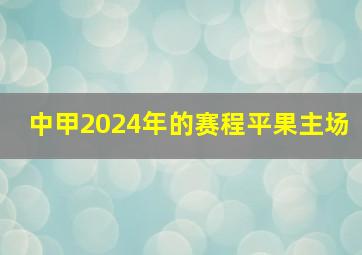 中甲2024年的赛程平果主场