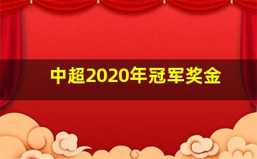 中超2020年冠军奖金