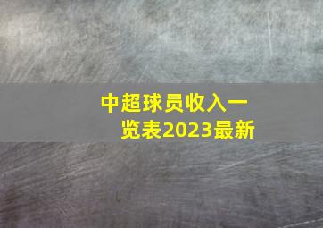 中超球员收入一览表2023最新