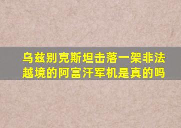 乌兹别克斯坦击落一架非法越境的阿富汗军机是真的吗