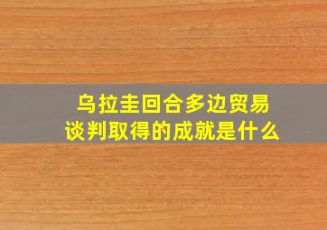 乌拉圭回合多边贸易谈判取得的成就是什么