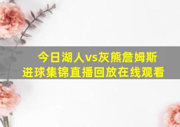 今日湖人vs灰熊詹姆斯进球集锦直播回放在线观看